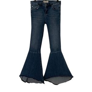Free People Women’s Size 26 Flare Denim Jeans Hippie Festival Bohemian Boho
